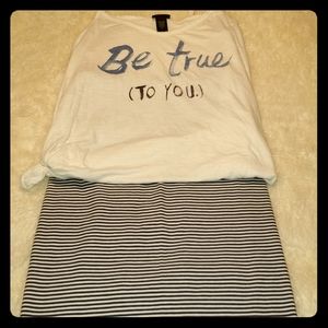 Torrid Blue and White stripes pencil skirt